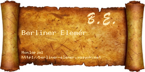 Berliner Elemér névjegykártya